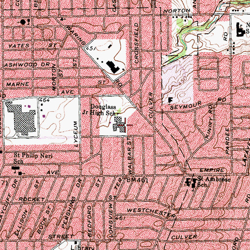 Topographic Map of Northeast College Preparatory High School at Douglass Campus, NY