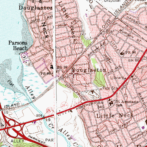 Topographic Map of Douglaston, NY