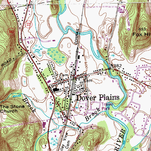 Topographic Map of Dover Plains, NY
