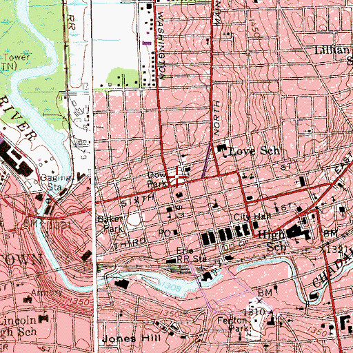 Topographic Map of Dow Park, NY