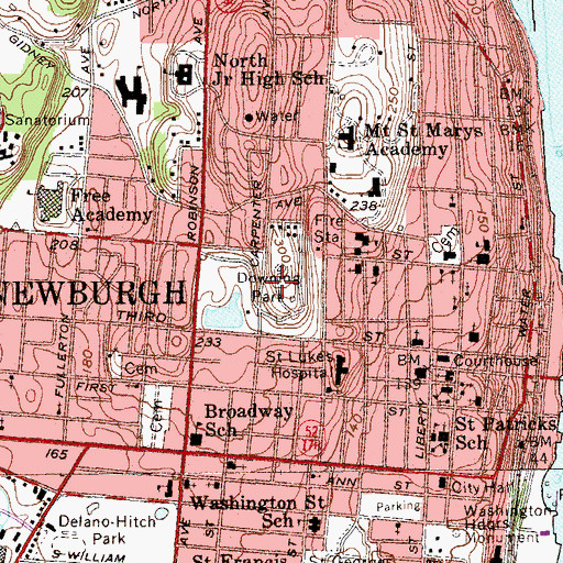 Topographic Map of Downing Park, NY
