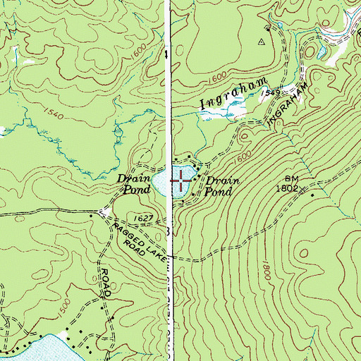 Topographic Map of Drain Pond, NY