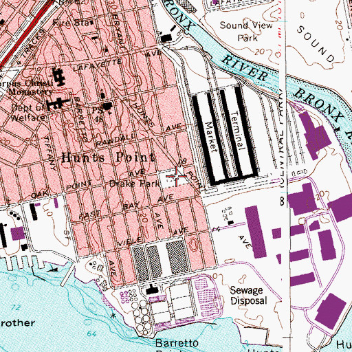 Topographic Map of Joseph Rodman Drake Park, NY