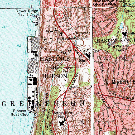 Topographic Map of John W Draper Memorial Park, NY