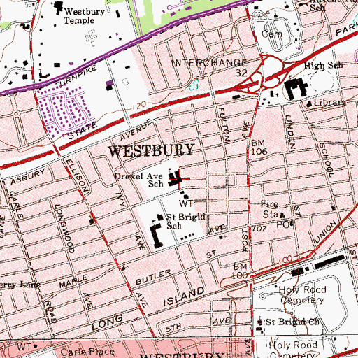 Topographic Map of Drexel Avenue School, NY
