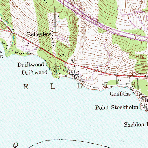 Topographic Map of Driftwood, NY