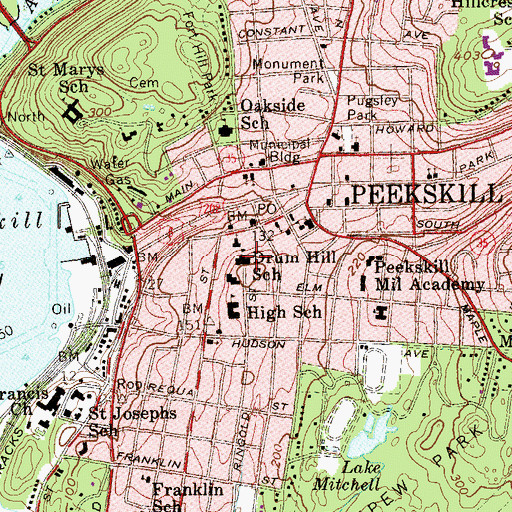 Topographic Map of Drum Hill Junior High School (historical), NY