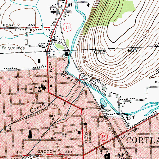 Topographic Map of Dry Creek, NY