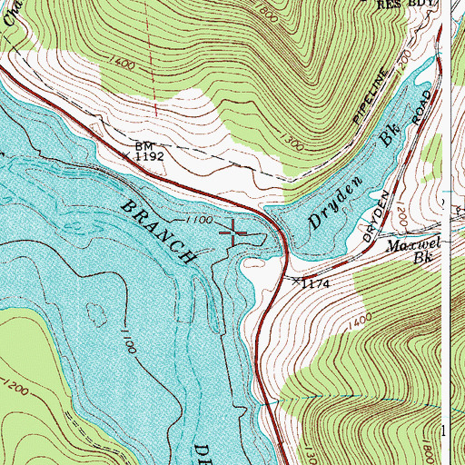 Topographic Map of Dryden Brook, NY