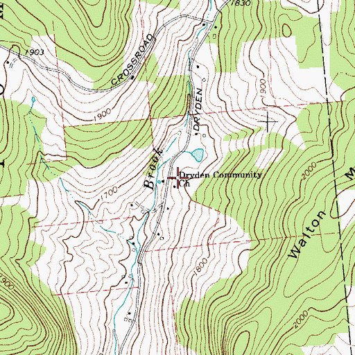 Topographic Map of Dryden Community Church, NY