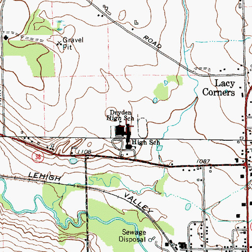 Topographic Map of Dryden High School, NY