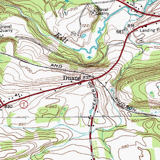 Topographic Map of Duane, NY