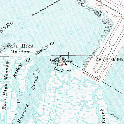 Topographic Map of Duck Creek Marsh, NY