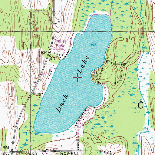 Topographic Map of Duck Lake, NY