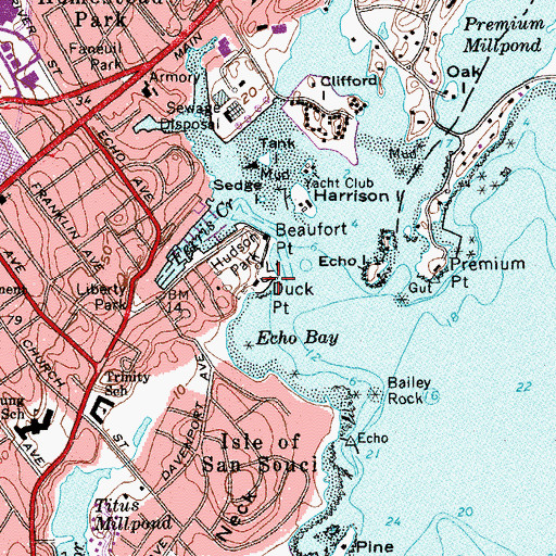 Topographic Map of Duck Point, NY