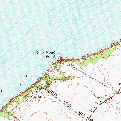 Topographic Map of Duck Pond Point, NY
