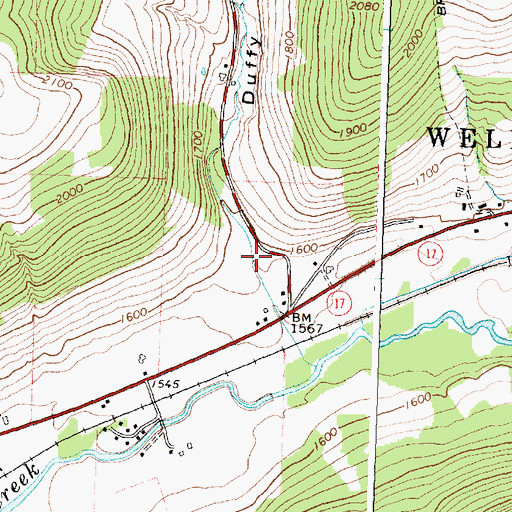 Topographic Map of Duffy Hollow, NY