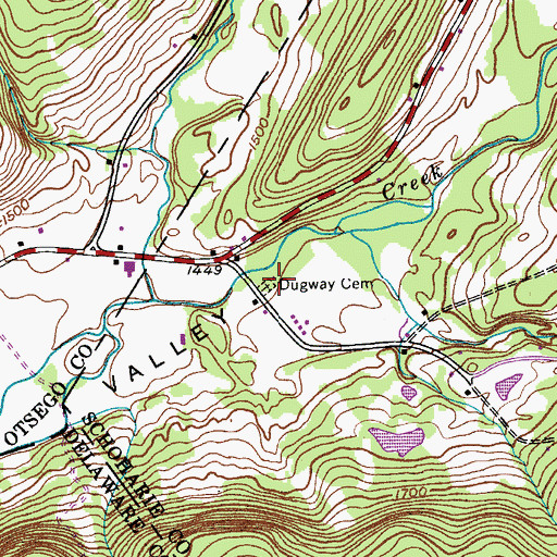 Topographic Map of Dugway Cemetery, NY