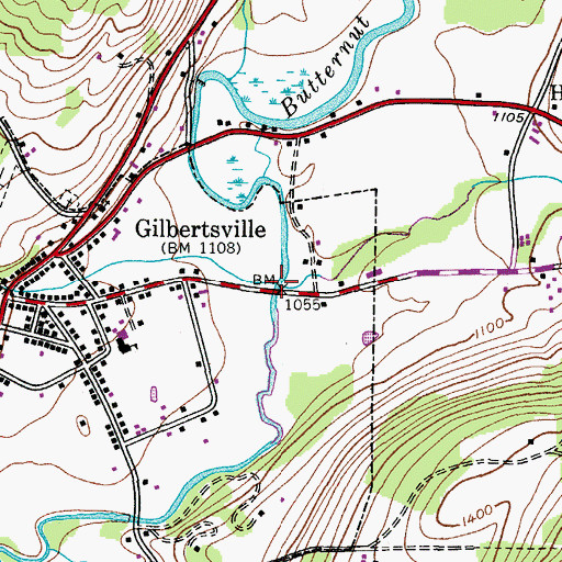 Topographic Map of Dunderberg Creek, NY