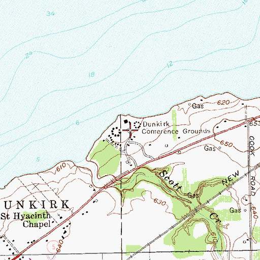 Topographic Map of Dunkirk Conference Grounds, NY
