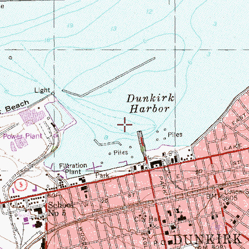 Topographic Map of Dunkirk Harbor, NY