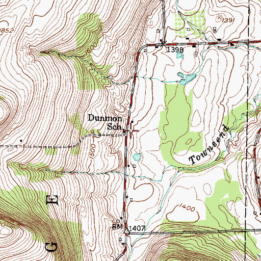 Topographic Map of Dunmon School (historical), NY