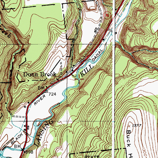 Topographic Map of Dunn Brook, NY