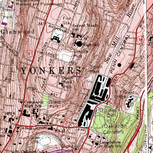 Topographic Map of Laurence J Dunn Park, NY