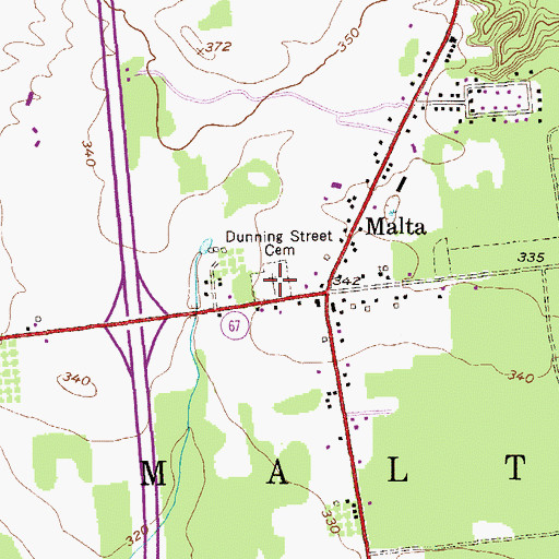 Topographic Map of Dunning Street Cemetery, NY