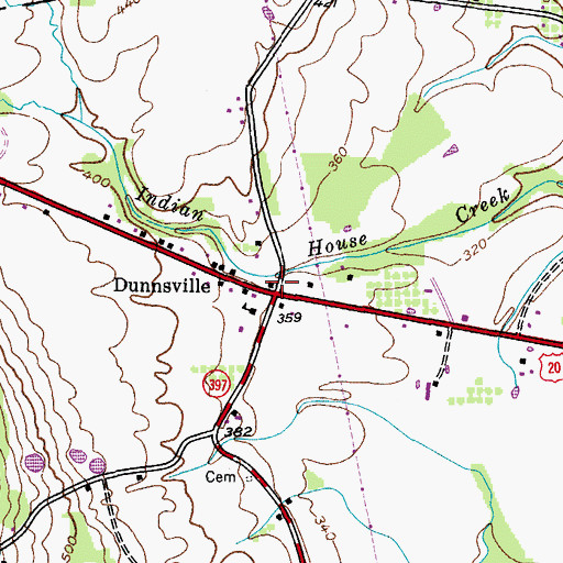Topographic Map of Dunnsville, NY