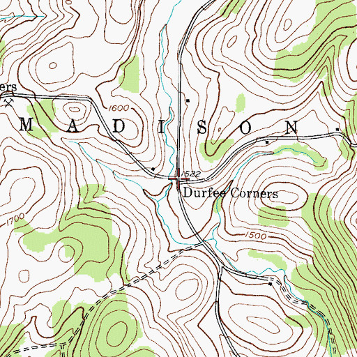 Topographic Map of Durfee Corners, NY