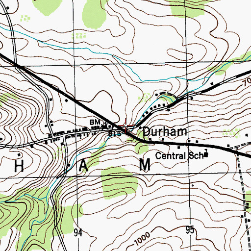 Topographic Map of Durham, NY