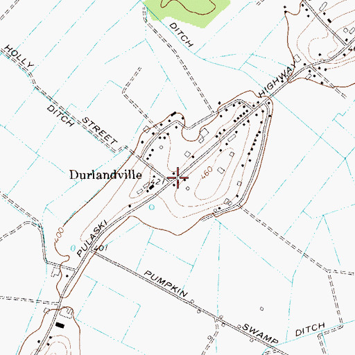Topographic Map of Durlandville, NY