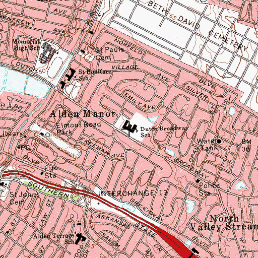 Topographic Map of Dutch Broadway Elementary School, NY