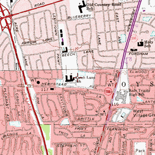 Topographic Map of Dutch Lane School, NY