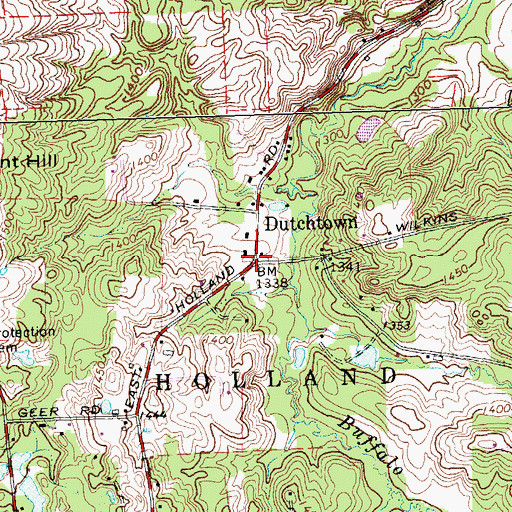Topographic Map of Dutchtown, NY