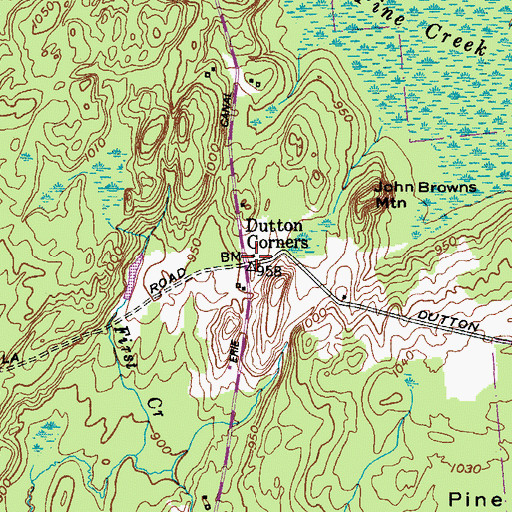 Topographic Map of Dutton Corners, NY