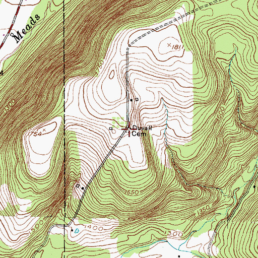 Topographic Map of Duvall Cemetery, NY