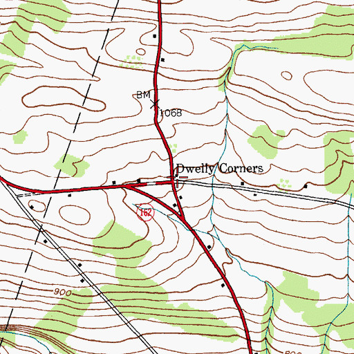 Topographic Map of Dwelly Corners, NY