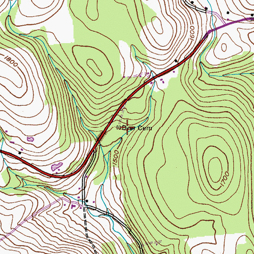 Topographic Map of Dyer Cemetery, NY