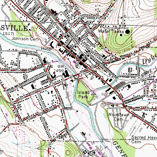 Topographic Map of Dyke Creek, NY