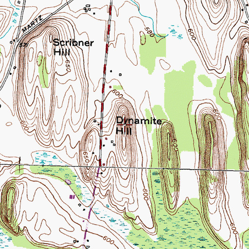 Topographic Map of Dynamite Hill, NY