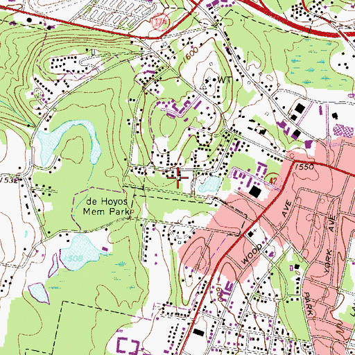 Topographic Map of de Hoyos Memorial Park, NY