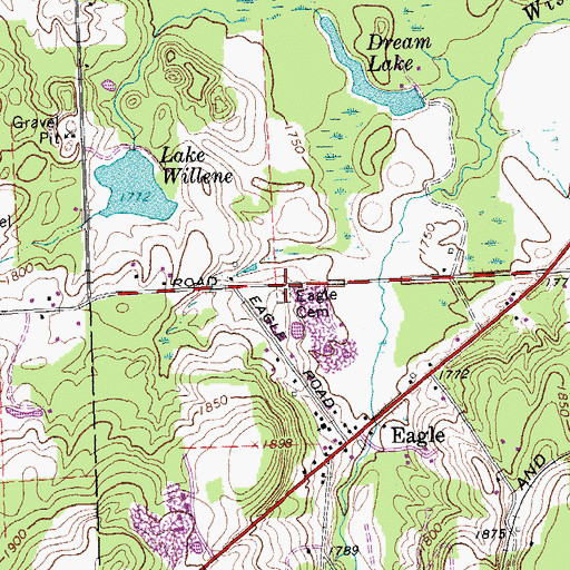 Topographic Map of Eagle Village Cemetery, NY