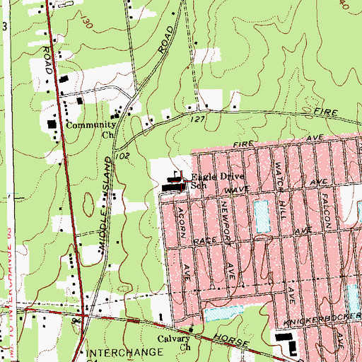 Topographic Map of Eagle Drive School, NY
