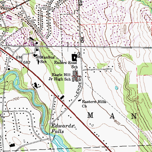 Topographic Map of Eagle Hill Middle School, NY
