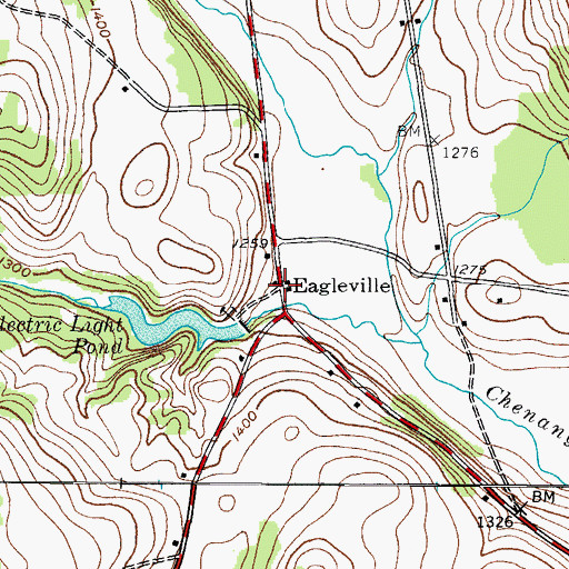Topographic Map of Eagleville, NY