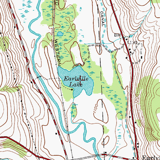 Topographic Map of Earlville Lake, NY