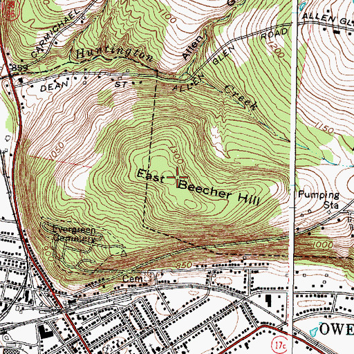 Topographic Map of East Beecher Hill, NY