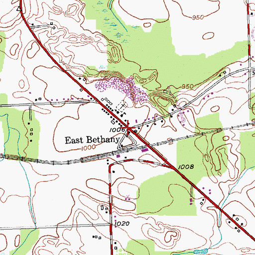 Topographic Map of East Bethany, NY